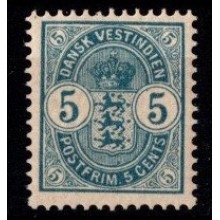 1900 - Dansk Vestindien - AFA 17 - Frimærke - Våbentype - Ustemplet.